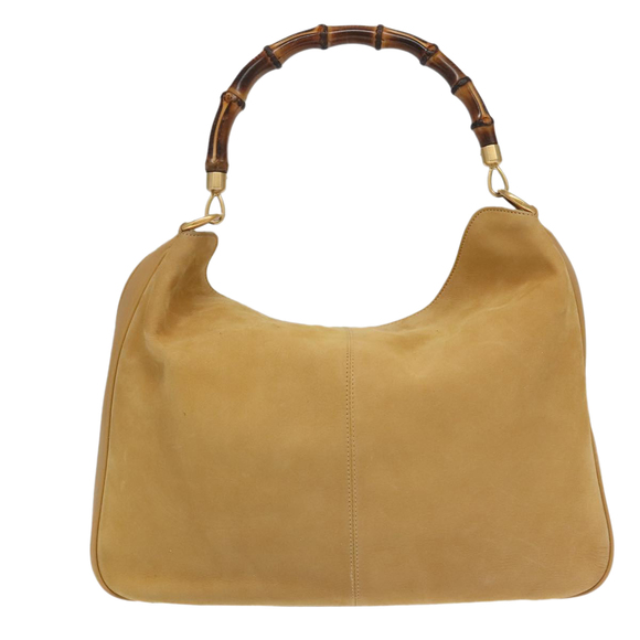GUCCI Bamboo Hand Bag Leather 2way Beige Gold 001 14 1577 Auth bs19044 - Picture 2 of 16